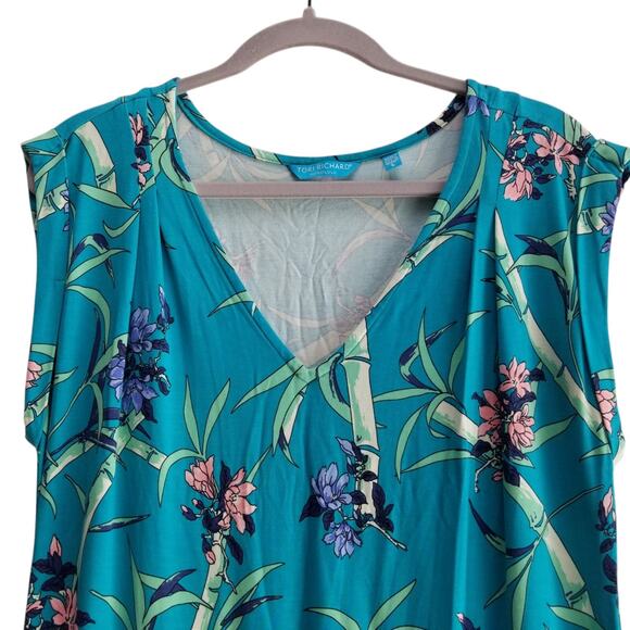 Vintage Tori Richard Honolulu Hawaiian Tropical Floral Midi Dropped Wais Dress L - Picture 2 of 11